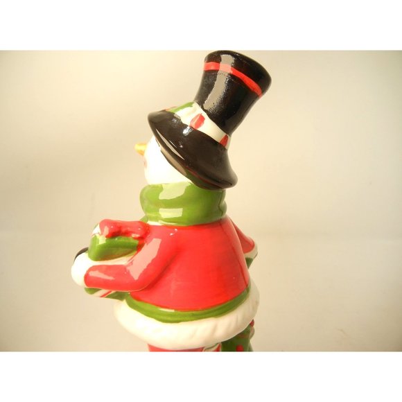 Snowman dandy, 9 in. standing ceramic hand painted snowman  with top hat - Picture 6 of 11